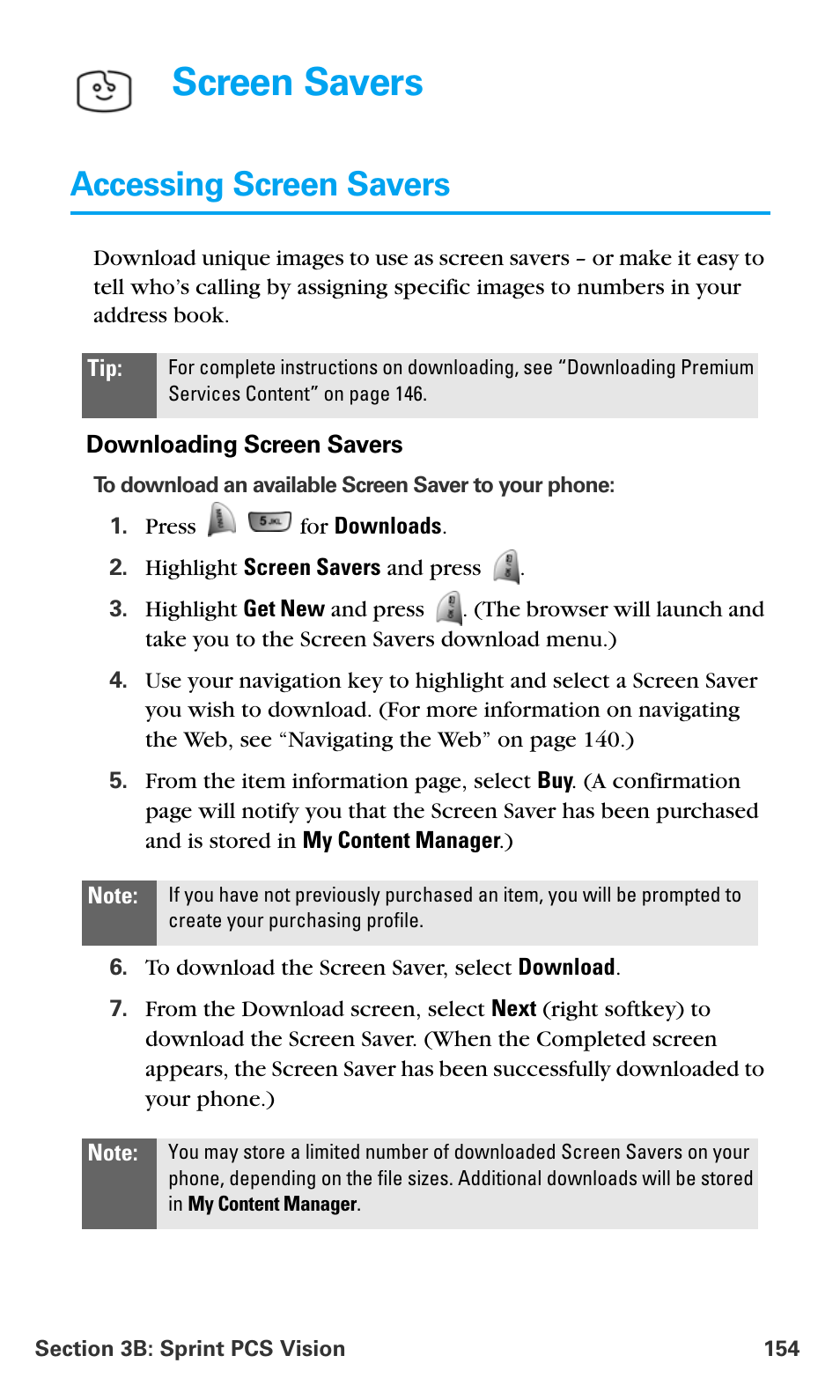 Accessing screen savers, Screen savers | Samsung SPH-A680SSAQST User Manual | Page 162 / 196