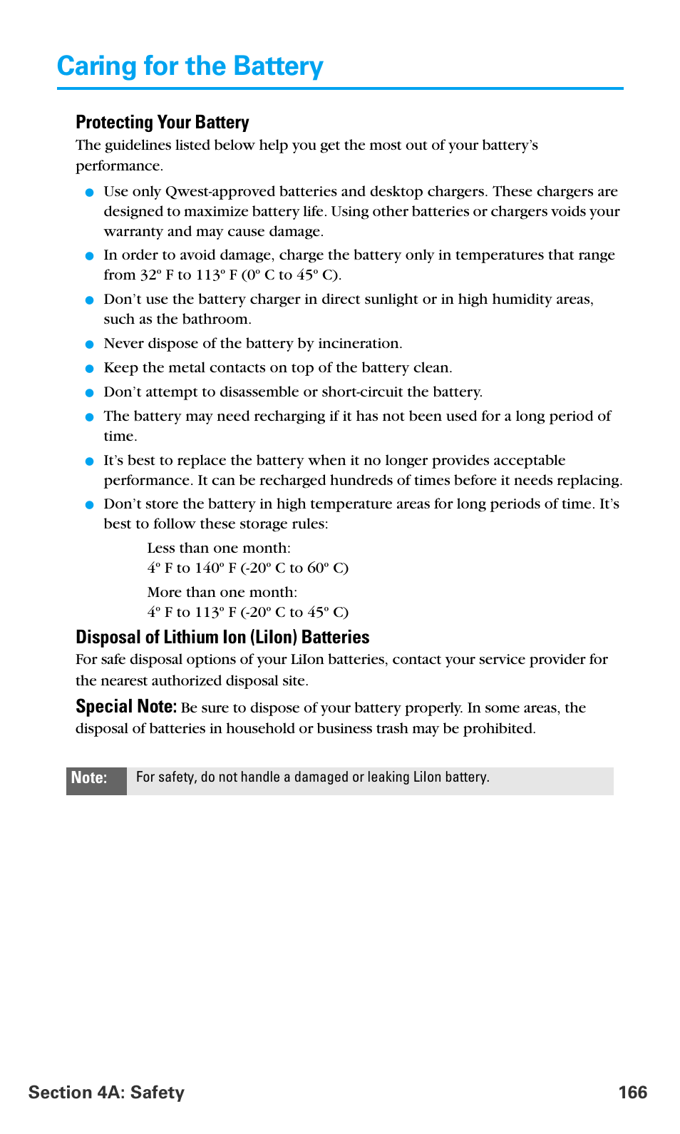 Caring for the battery, Protecting your battery, Disposal of lithium ion (liion) batteries | Samsung SPH-A680SSAQST User Manual | Page 174 / 196