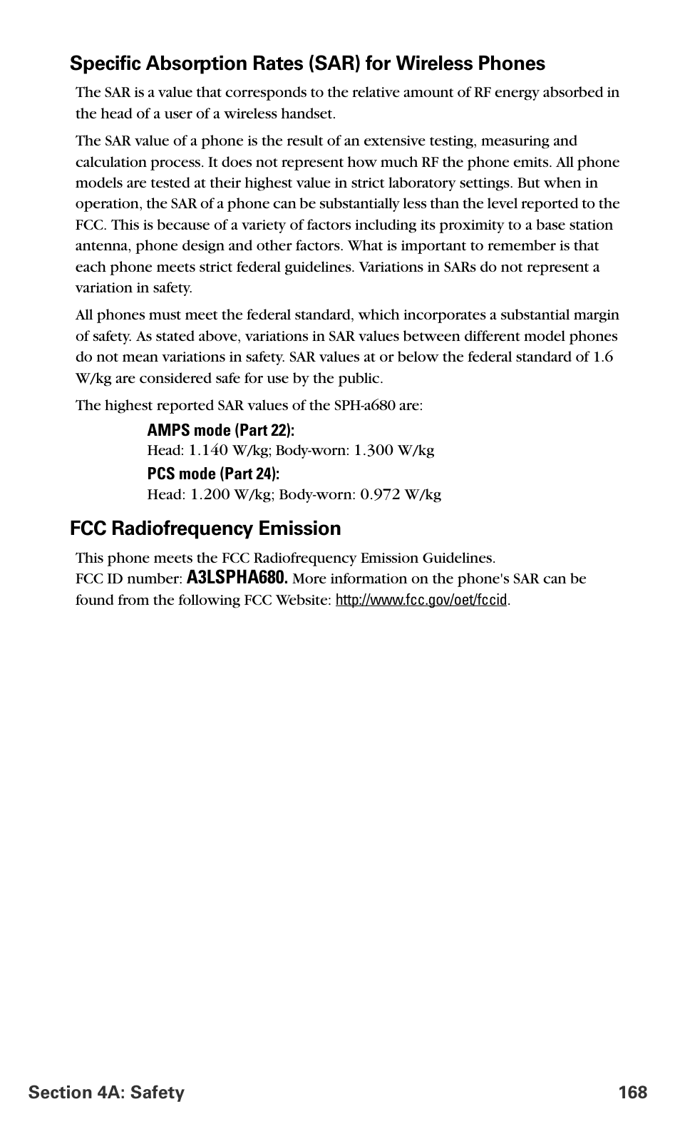 Fcc radiofrequency emission | Samsung SPH-A680SSAQST User Manual | Page 176 / 196