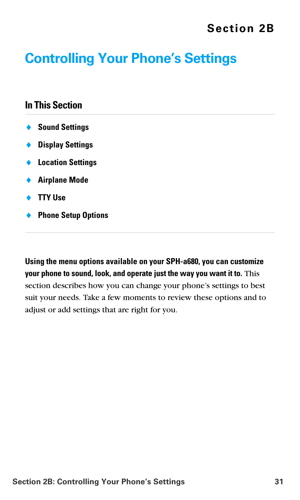 Controlling your phone’s settings, 2b.controlling your phone’s settings | Samsung SPH-A680SSAQST User Manual | Page 39 / 196