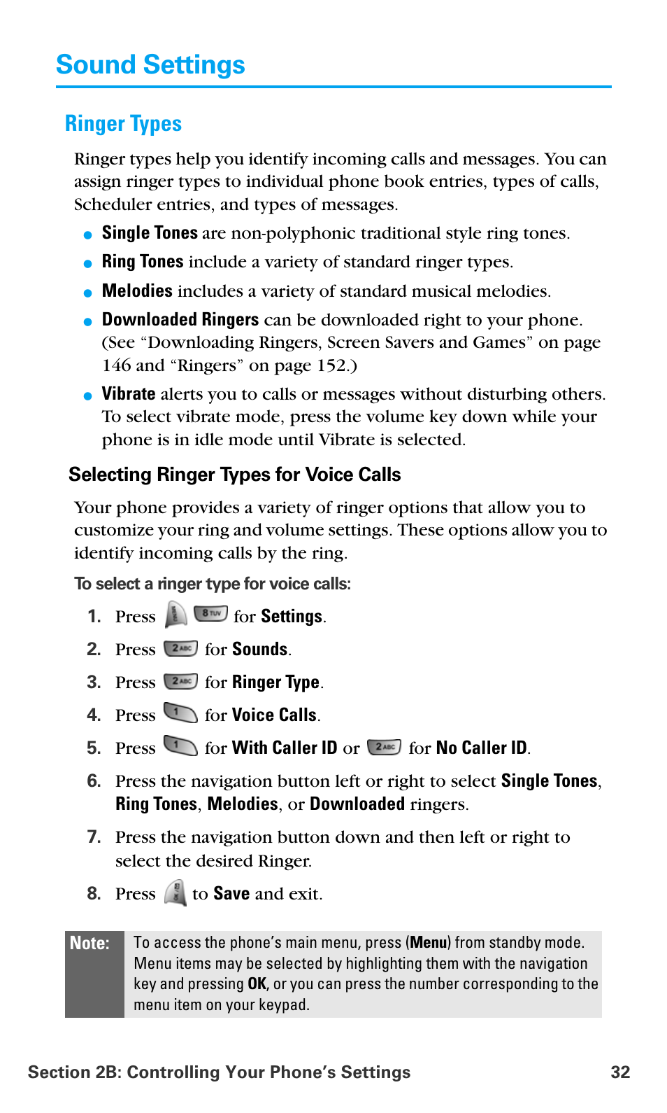 Sound settings, Ringer types | Samsung SPH-A680SSAQST User Manual | Page 40 / 196