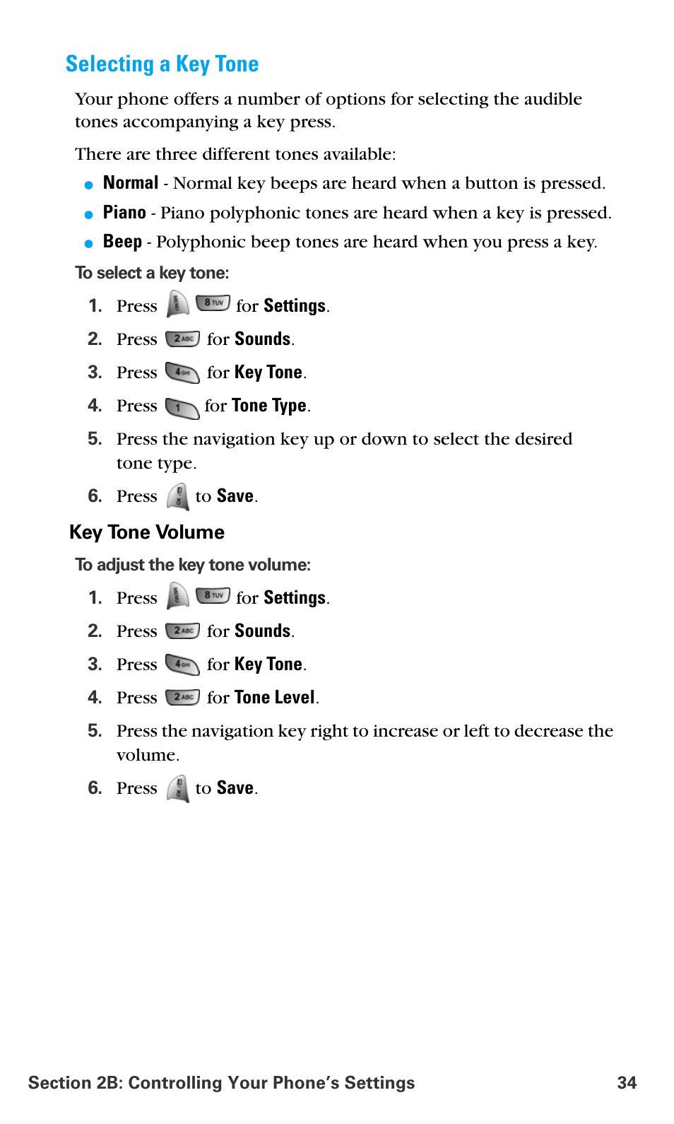 Selecting a key tone | Samsung SPH-A680SSAQST User Manual | Page 42 / 196