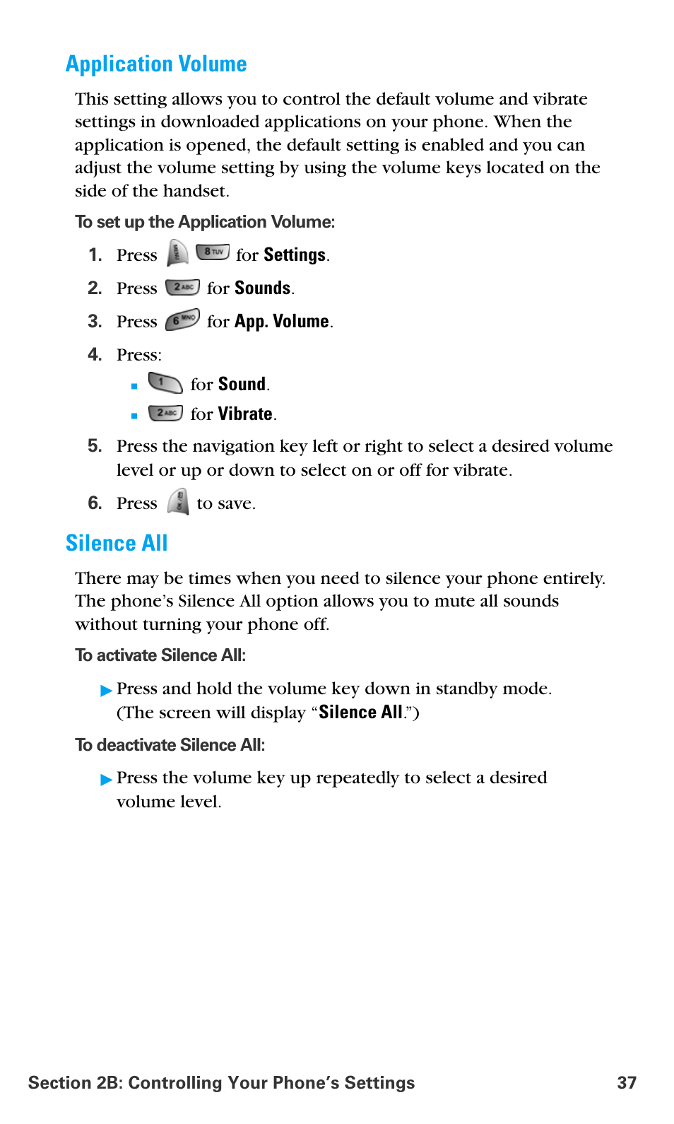 Application volume, Silence all | Samsung SPH-A680SSAQST User Manual | Page 45 / 196