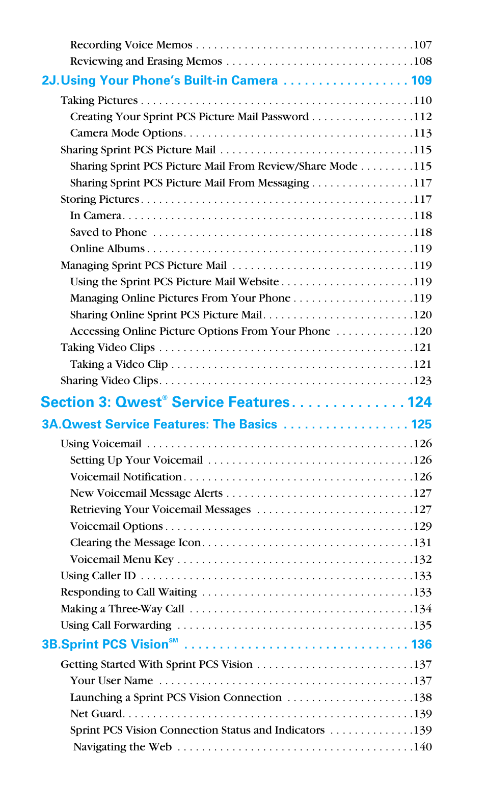 Service features | Samsung SPH-A680SSAQST User Manual | Page 5 / 196