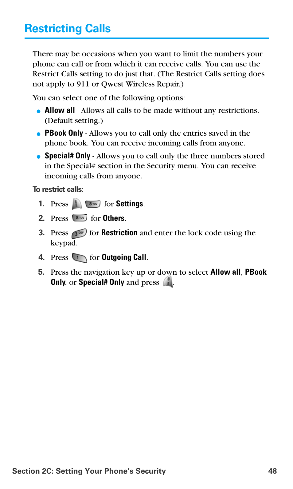 Restricting calls | Samsung SPH-A680SSAQST User Manual | Page 56 / 196