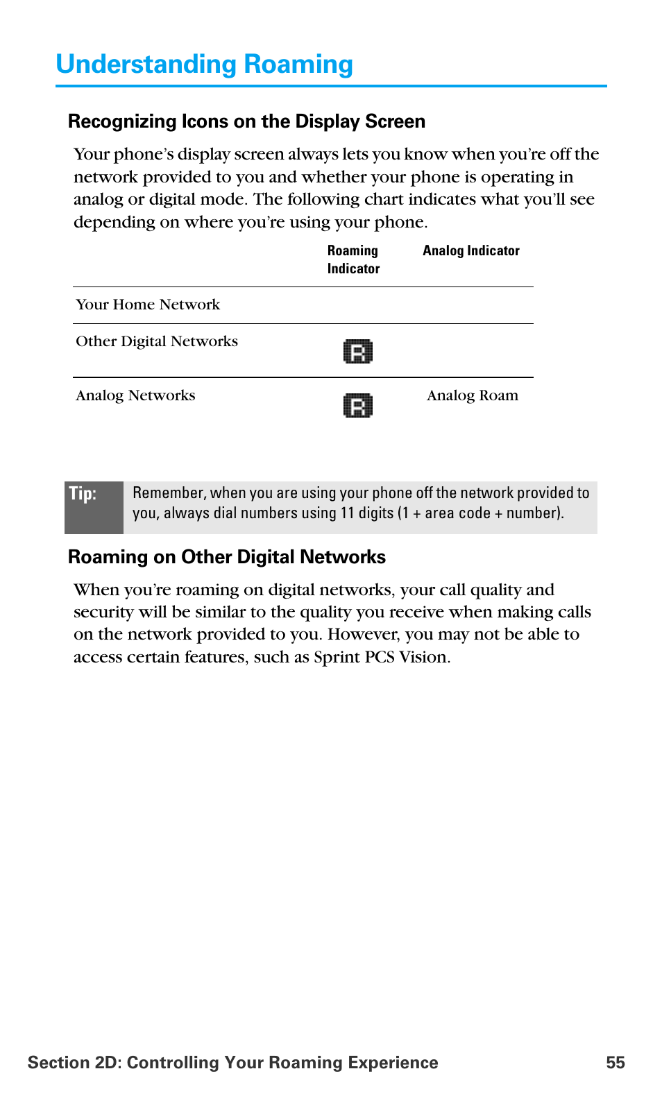 Understanding roaming | Samsung SPH-A680SSAQST User Manual | Page 63 / 196