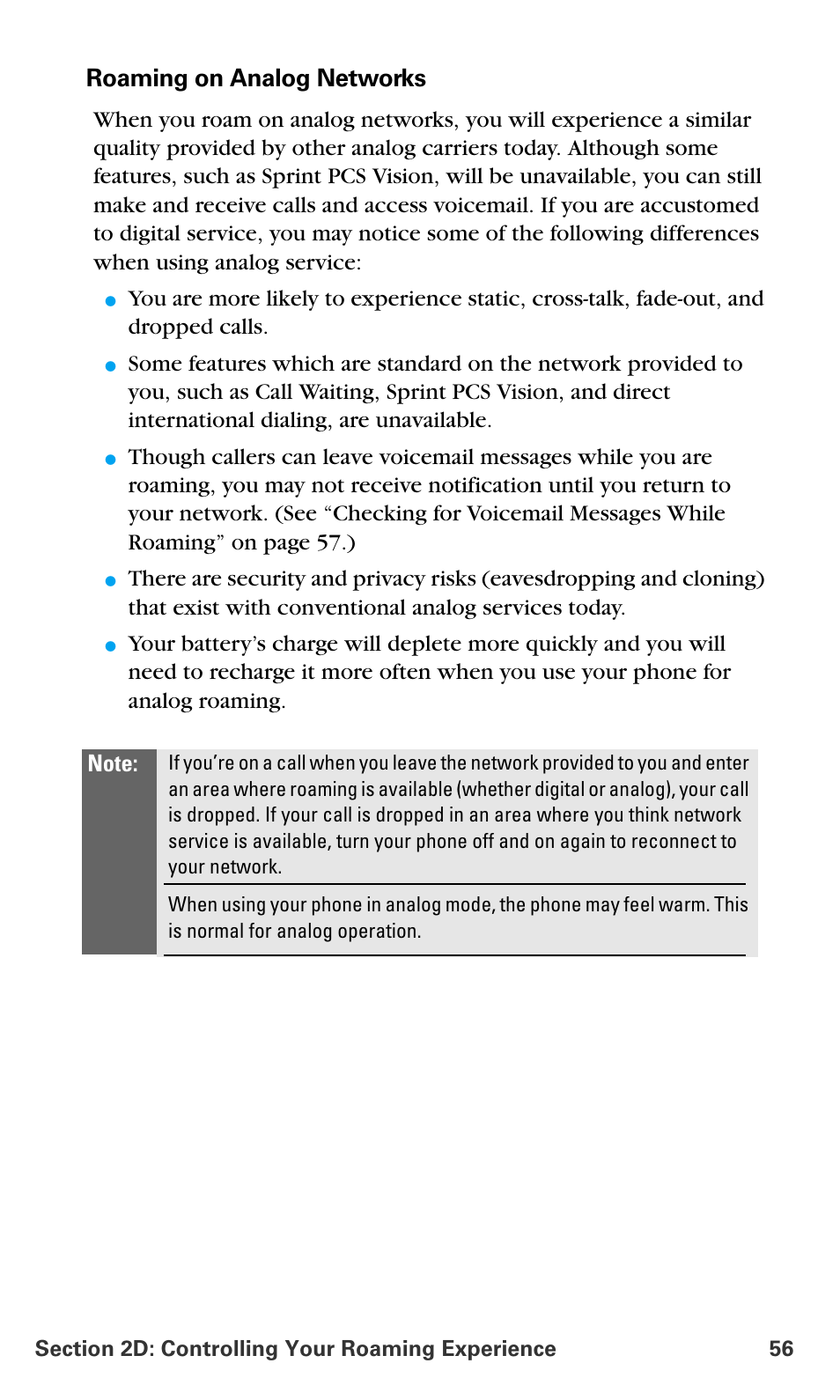 Roaming on analog networks | Samsung SPH-A680SSAQST User Manual | Page 64 / 196