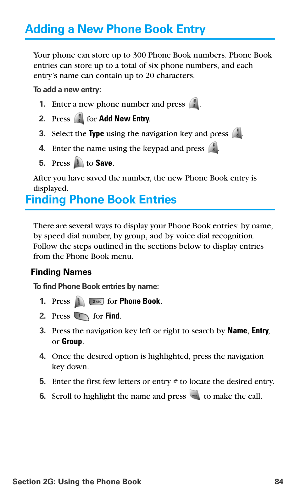 Adding a new phone book entry, Finding phone book entries | Samsung SPH-A680SSAQST User Manual | Page 92 / 196