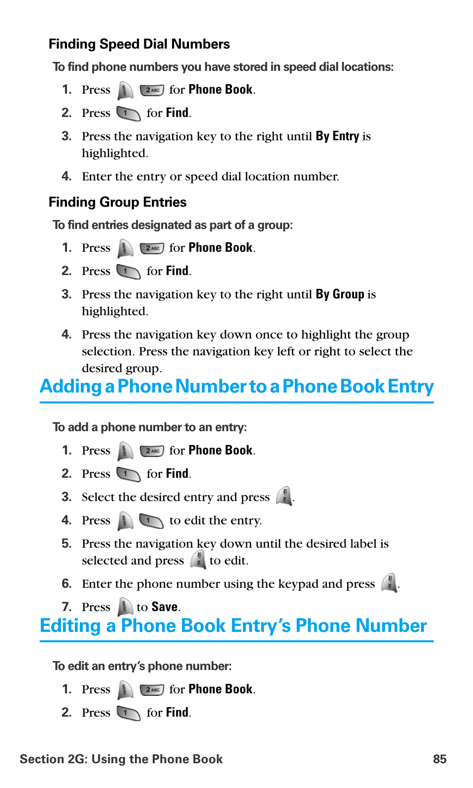 Adding a phone number to a phone book entry, Editing a phone book entry’s phone number | Samsung SPH-A680SSAQST User Manual | Page 93 / 196