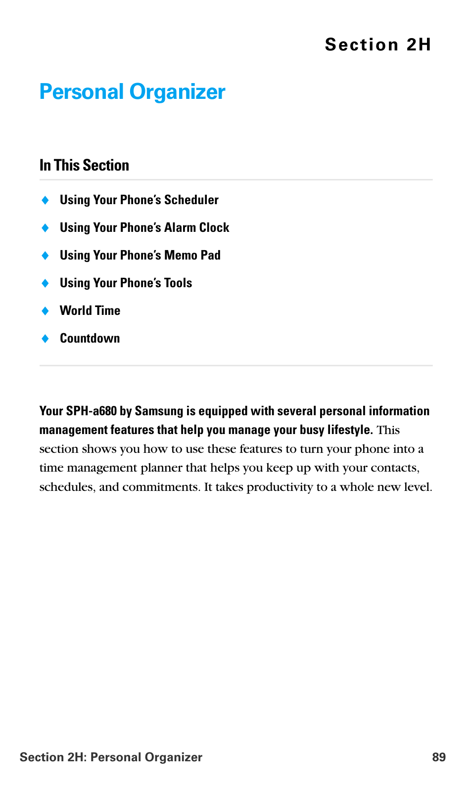 Personal organizer, 2h.personal organizer | Samsung SPH-A680SSAQST User Manual | Page 97 / 196