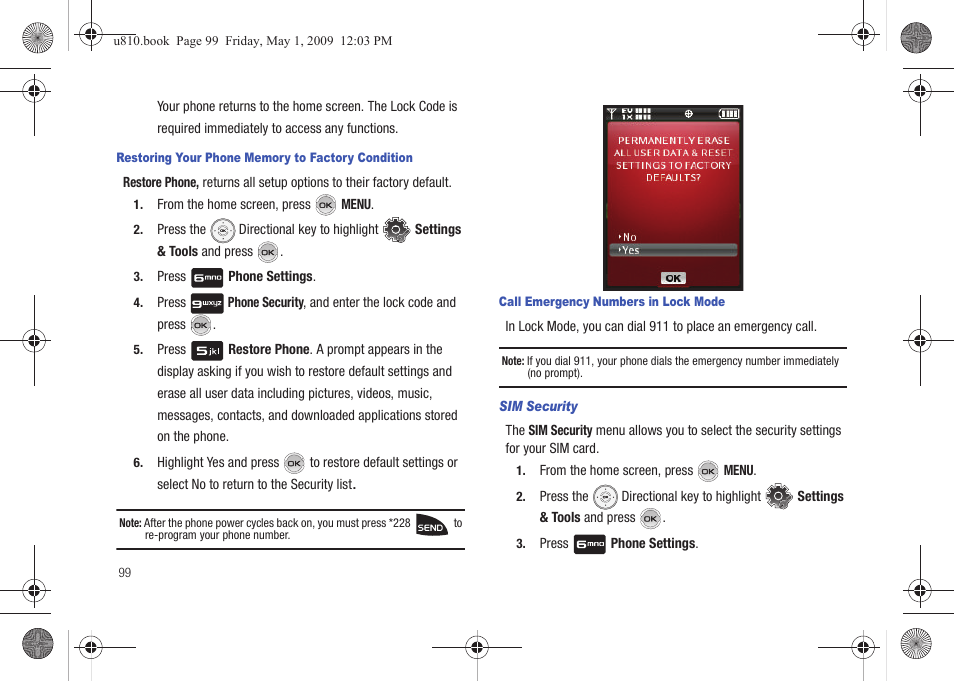 Sim security | Samsung SCH-U810GNAVZW User Manual | Page 102 / 169