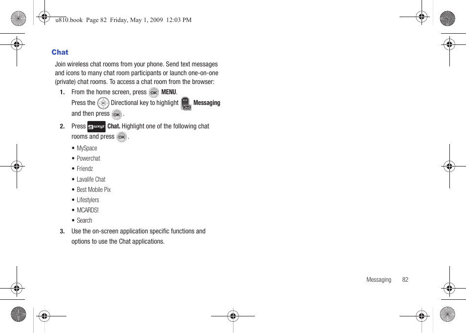 Chat | Samsung SCH-U810GNAVZW User Manual | Page 85 / 169