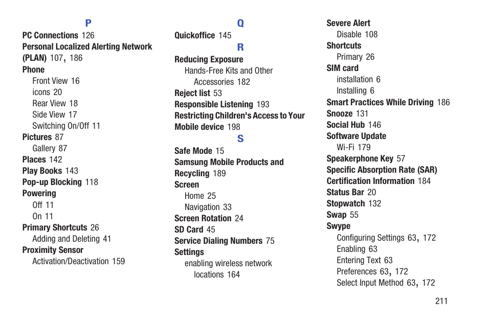 Samsung SGH-S959ZKATFN User Manual | Page 215 / 217