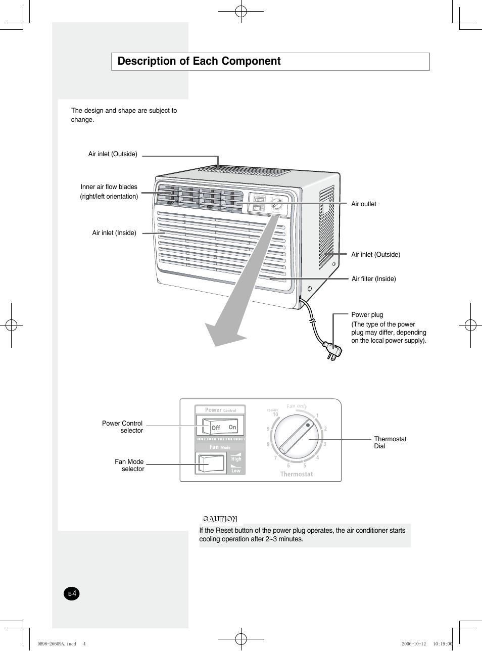 Description of each component | Samsung AW05NCM8XAA User Manual | Page 4 / 20