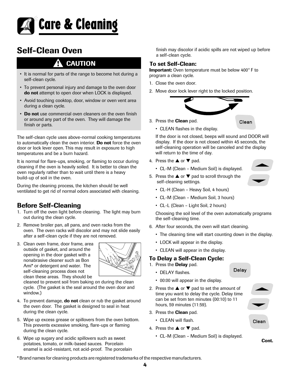 Care & cleaning, Self-clean oven, Caution | Before self-cleaning | Amana AER5722CAS User Manual | Page 5 / 72