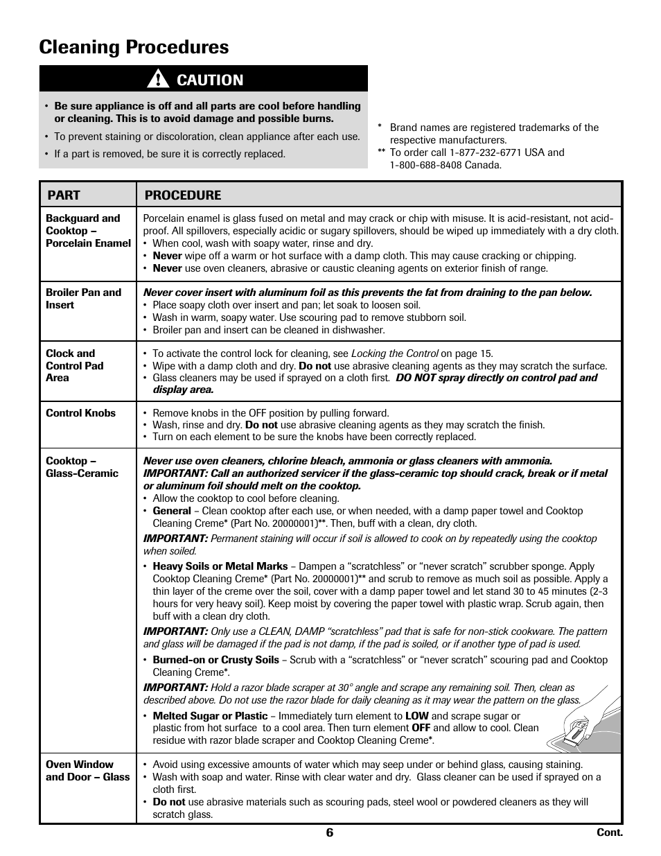 Cleaning procedures, Caution | Amana AER5722CAS User Manual | Page 7 / 72
