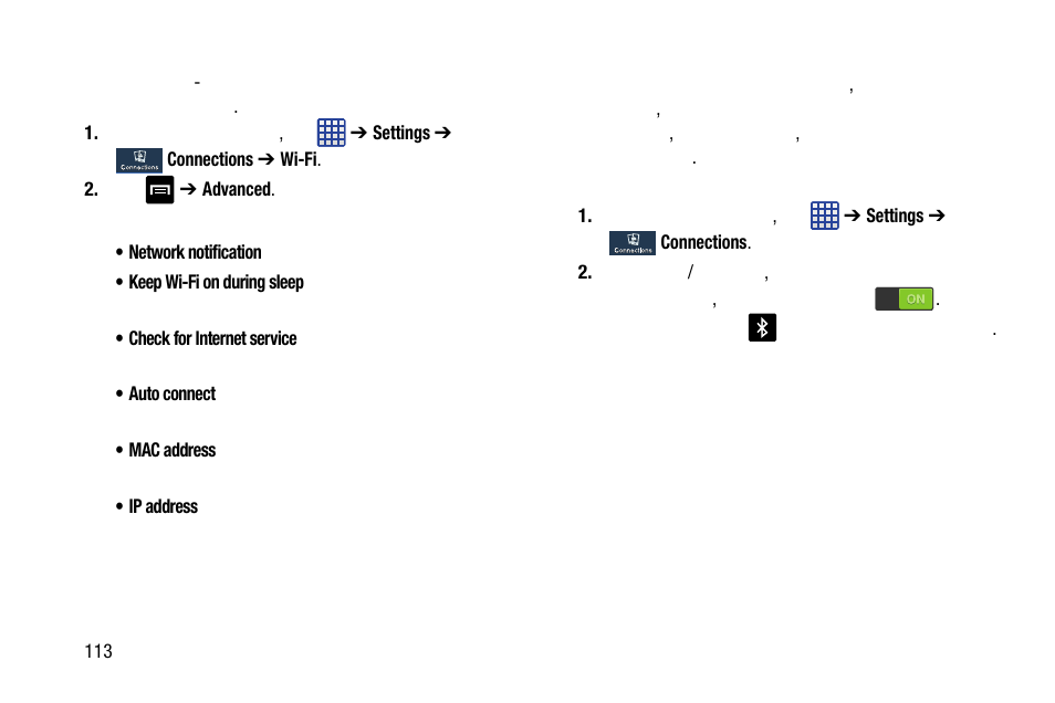 Bluetooth settings | Samsung SM-C105AZWAATT User Manual | Page 120 / 283