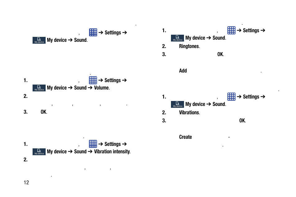 Sound settings | Samsung SM-C105AZWAATT User Manual | Page 134 / 283