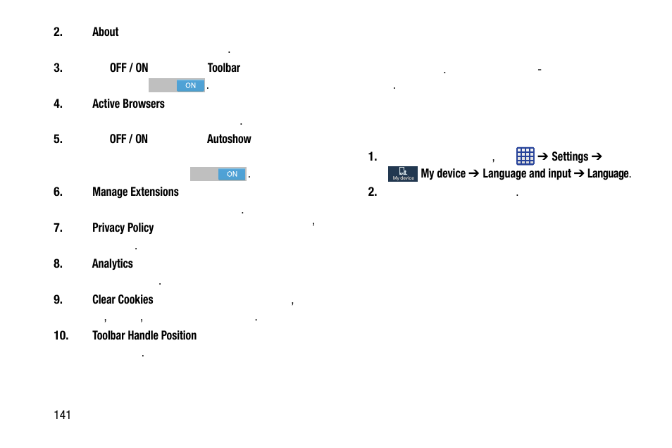 Language and input | Samsung SM-C105AZWAATT User Manual | Page 148 / 283