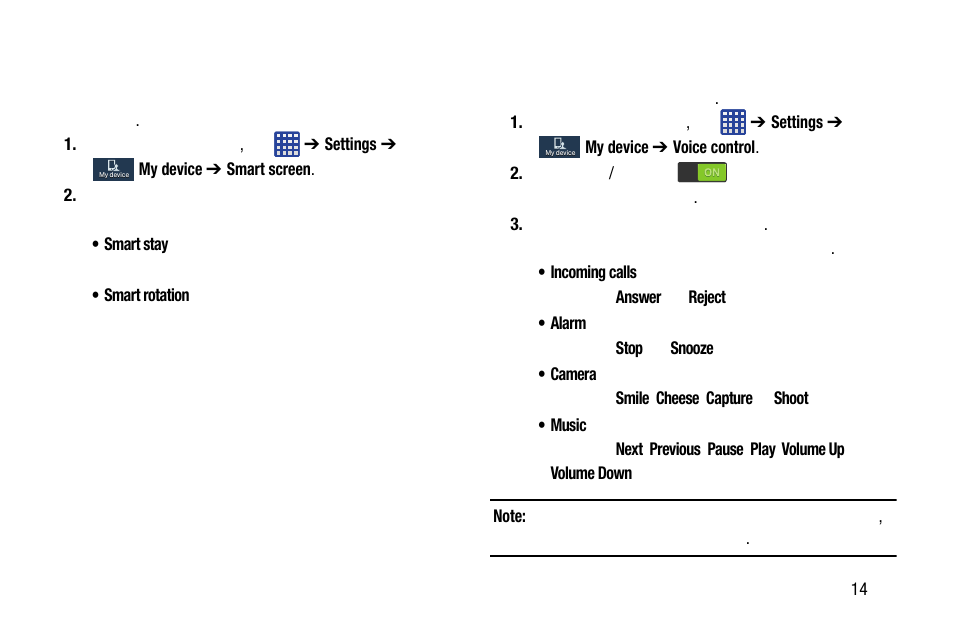 Smart screen, Voice control, Smart screen voice control | Samsung SM-C105AZWAATT User Manual | Page 155 / 283