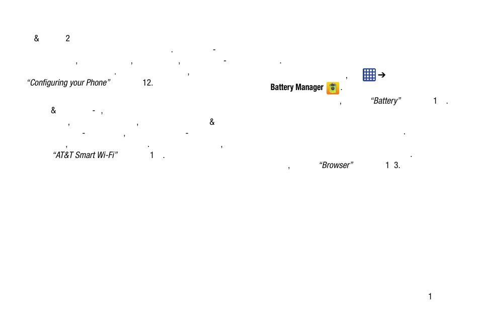At&t ready2go, At&t smart wi-fi, Battery manager | Browser | Samsung SM-C105AZWAATT User Manual | Page 193 / 283