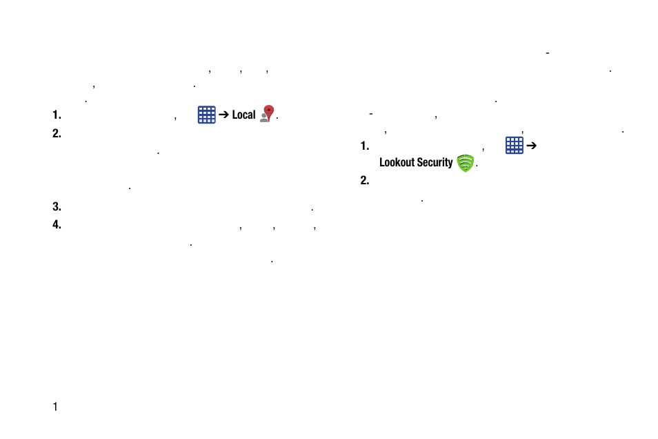 Local, Lookout security, Local lookout security | Samsung SM-C105AZWAATT User Manual | Page 204 / 283