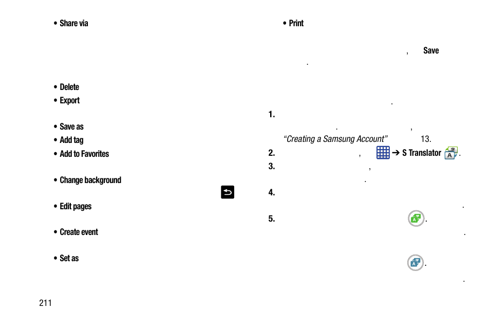 S translator | Samsung SM-C105AZWAATT User Manual | Page 218 / 283