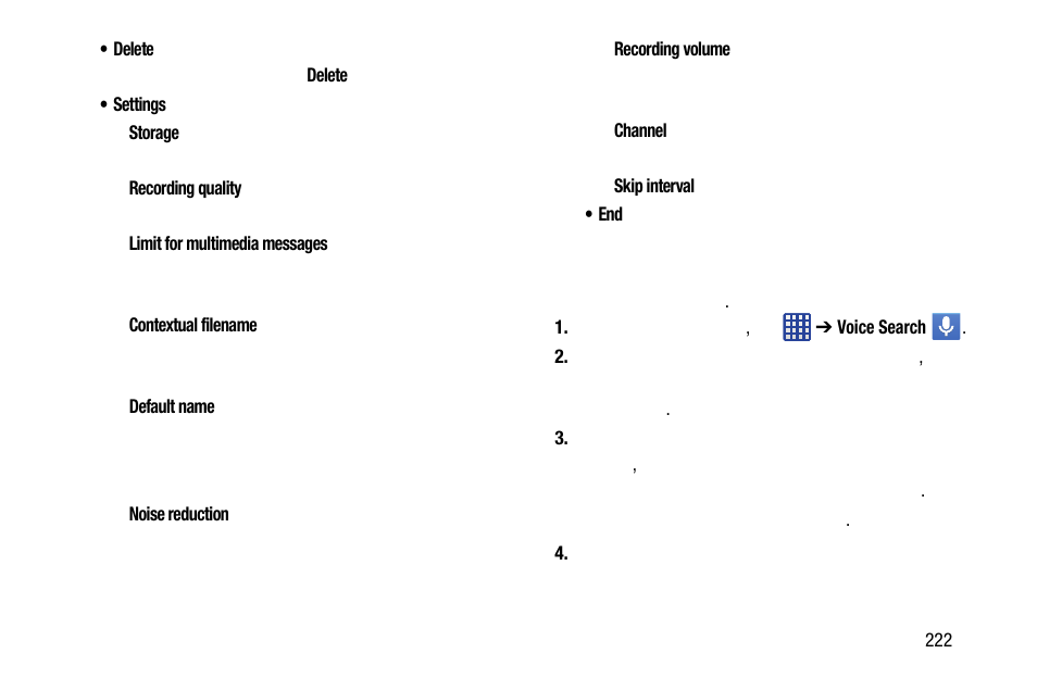 Voice search | Samsung SM-C105AZWAATT User Manual | Page 229 / 283
