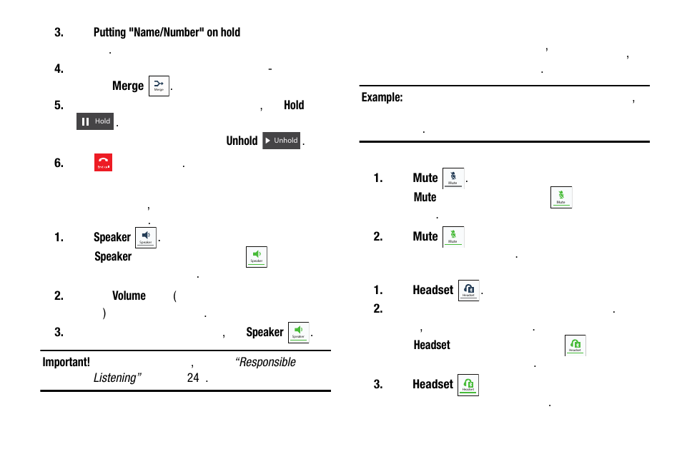 Using the speakerphone during an active call, Switching off the microphone (mute) | Samsung SM-C105AZWAATT User Manual | Page 66 / 283