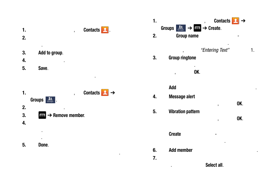 Groups | Samsung SM-C105AZWAATT User Manual | Page 82 / 283