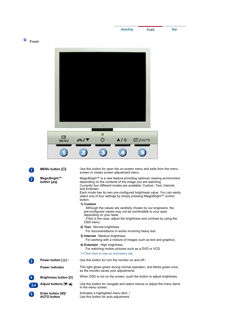 Front | Samsung LS19GSESSY-XAA User Manual | Page 10 / 60