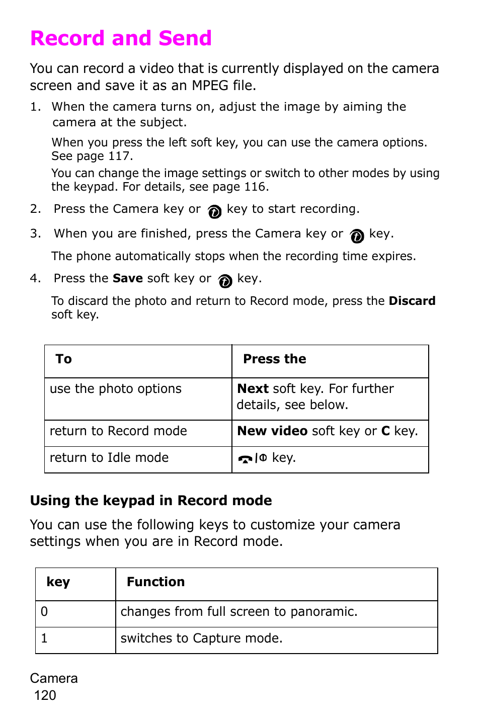 Record and send | Samsung SGH-P735MSATMB User Manual | Page 121 / 193