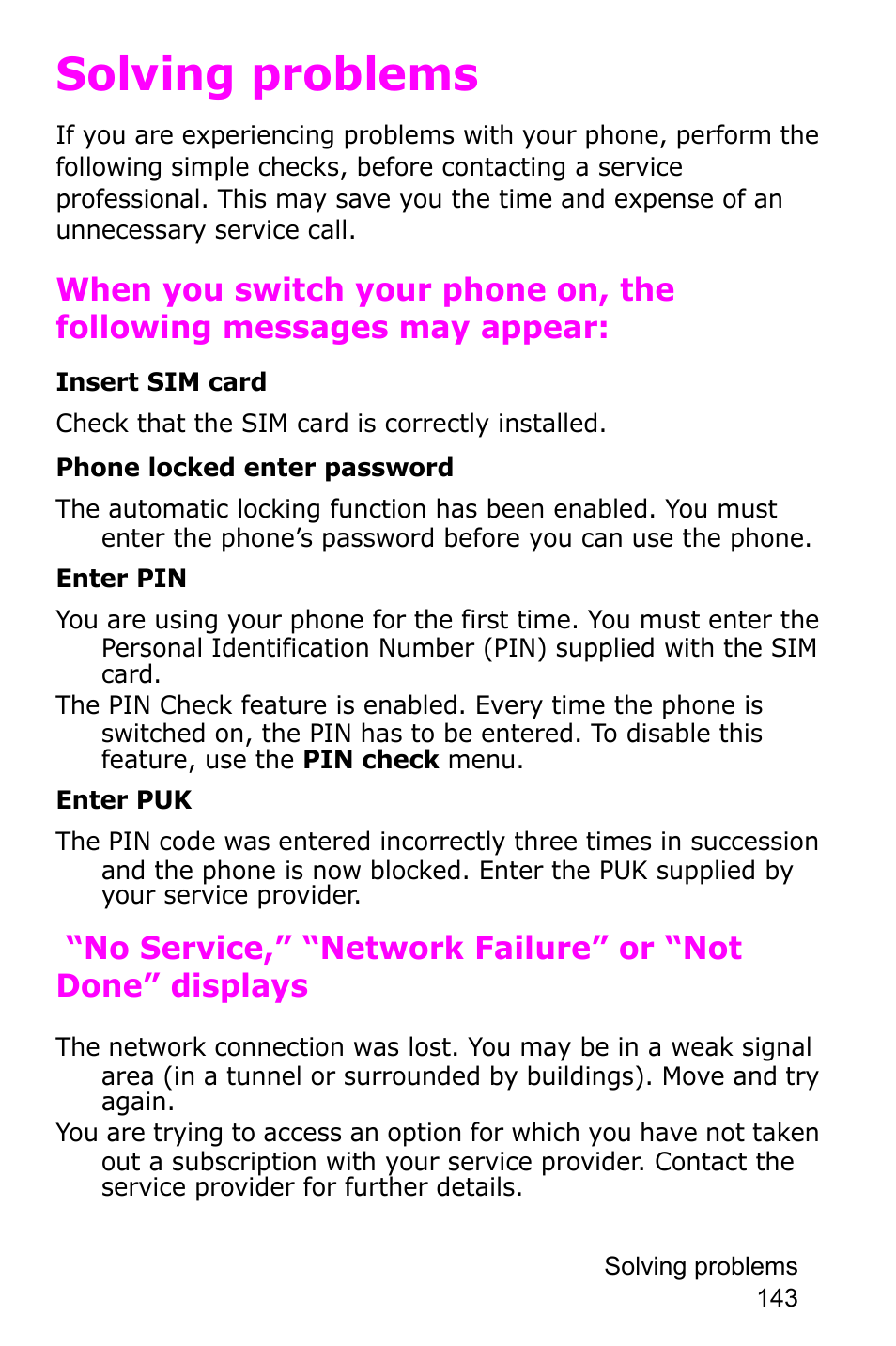 Solving problems | Samsung SGH-P735MSATMB User Manual | Page 144 / 193