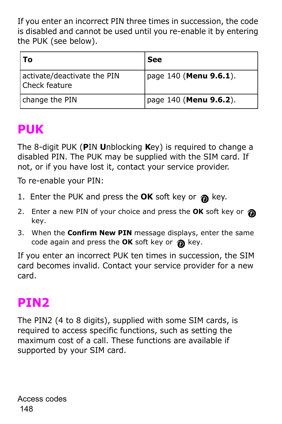 Pin2, Puk pin2 | Samsung SGH-P735MSATMB User Manual | Page 149 / 193