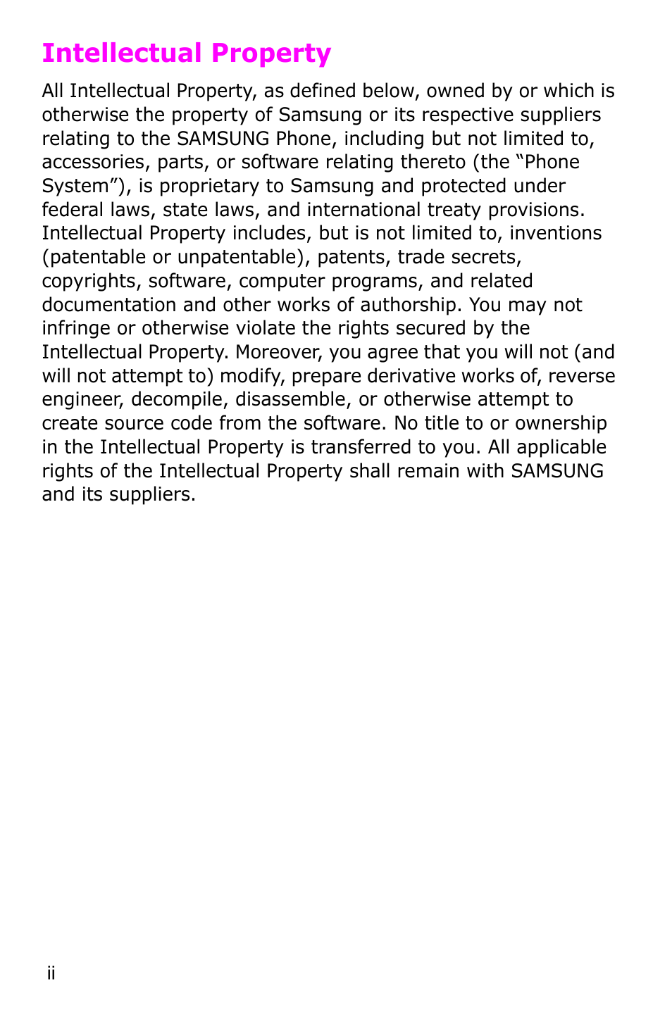 Intellectual property | Samsung SGH-P735MSATMB User Manual | Page 3 / 193