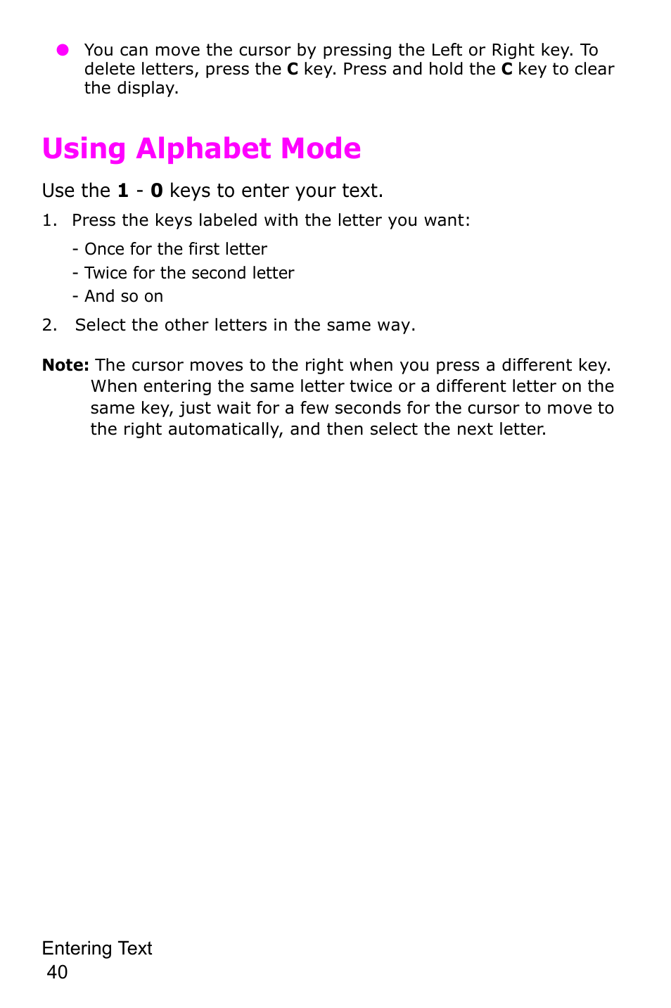 Using alphabet mode | Samsung SGH-P735MSATMB User Manual | Page 41 / 193