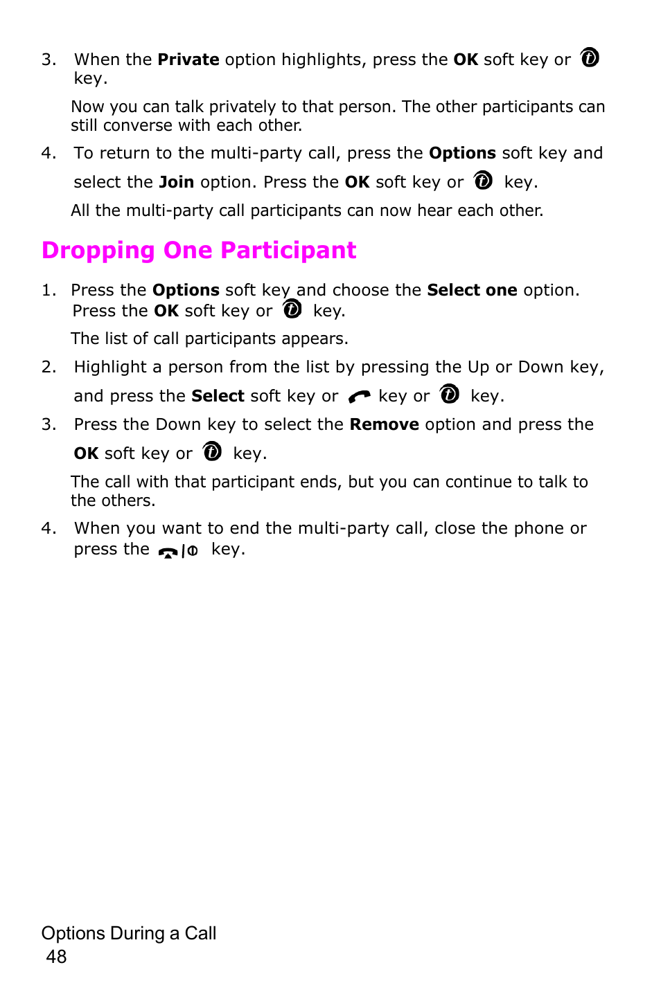 Dropping one participant | Samsung SGH-P735MSATMB User Manual | Page 49 / 193