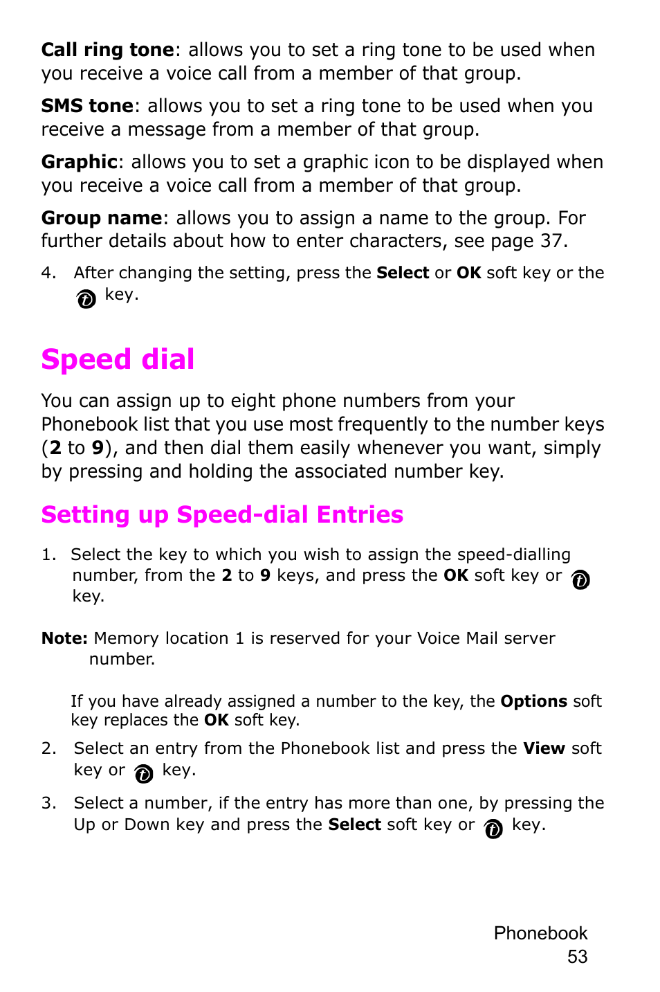 Speed dial, Setting up speed-dial entries | Samsung SGH-P735MSATMB User Manual | Page 54 / 193