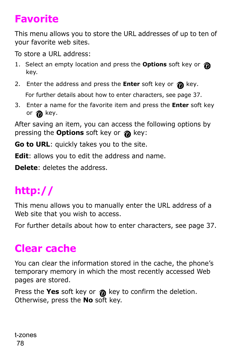 Favorite, Http, Clear cache | Http:// clear cache | Samsung SGH-P735MSATMB User Manual | Page 79 / 193