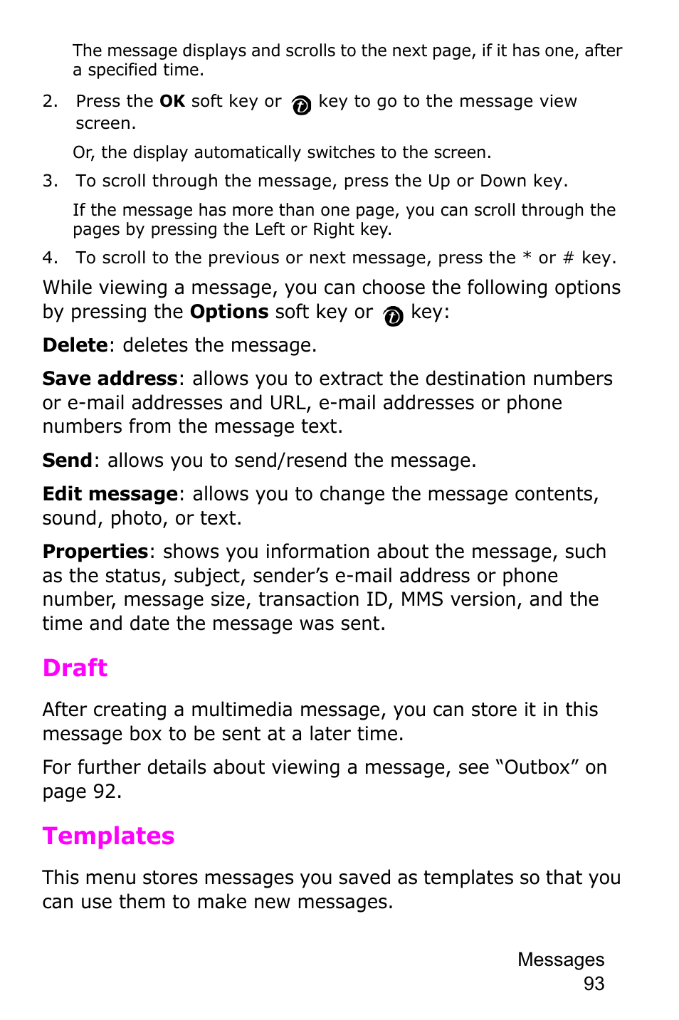 Draft, Templates | Samsung SGH-P735MSATMB User Manual | Page 94 / 193