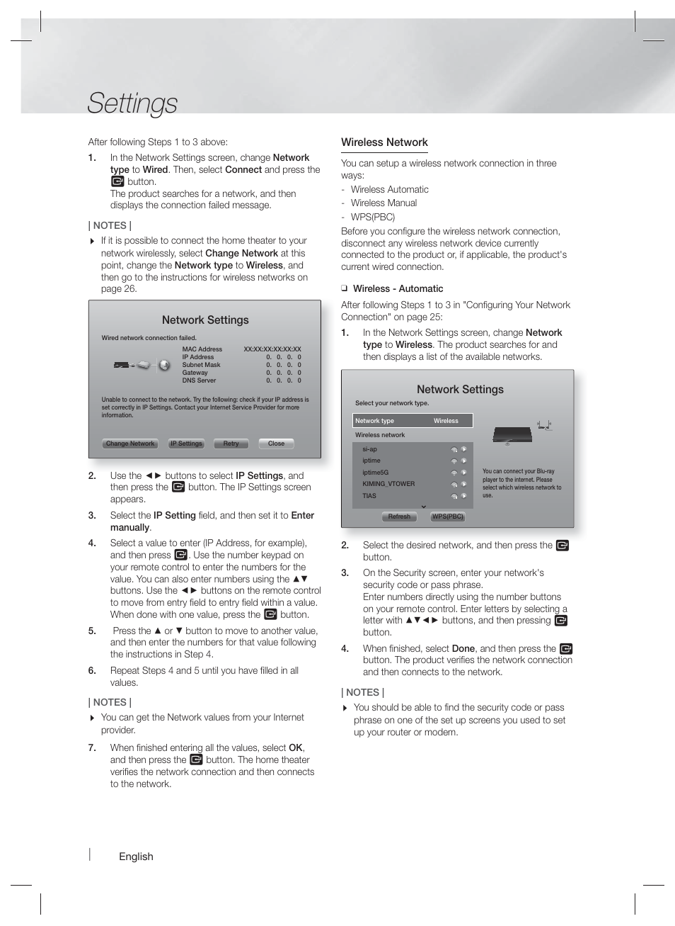 Settings | Samsung HT-F9730W-ZA User Manual | Page 26 / 61