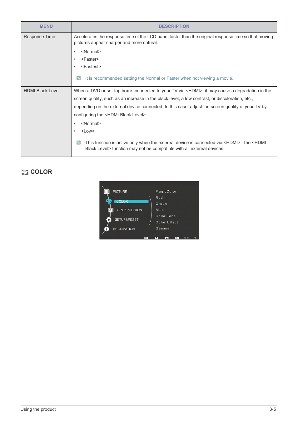 Color | Samsung LS27EFHKUF-ZA User Manual | Page 26 / 45