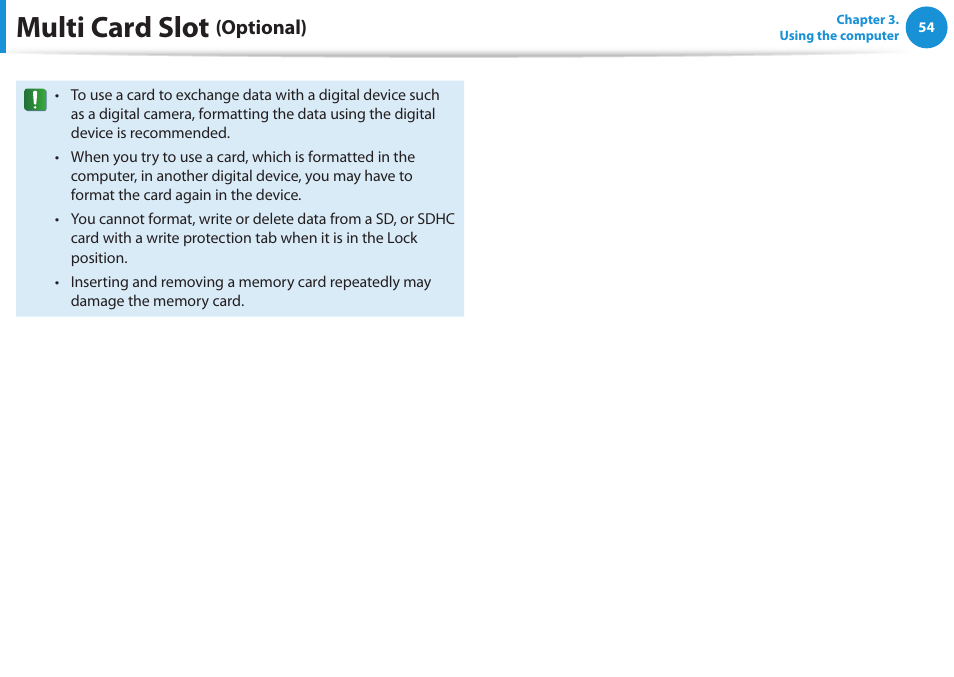 Multi card slot, Optional) | Samsung NP520U4C-A01UB User Manual | Page 55 / 154
