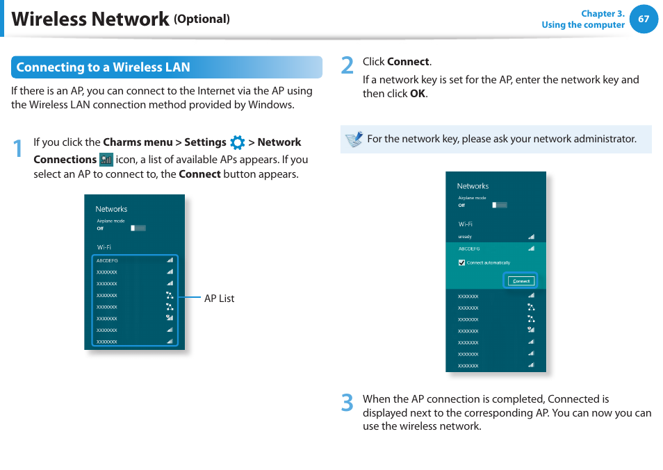 Wireless network | Samsung NP520U4C-A01UB User Manual | Page 68 / 154
