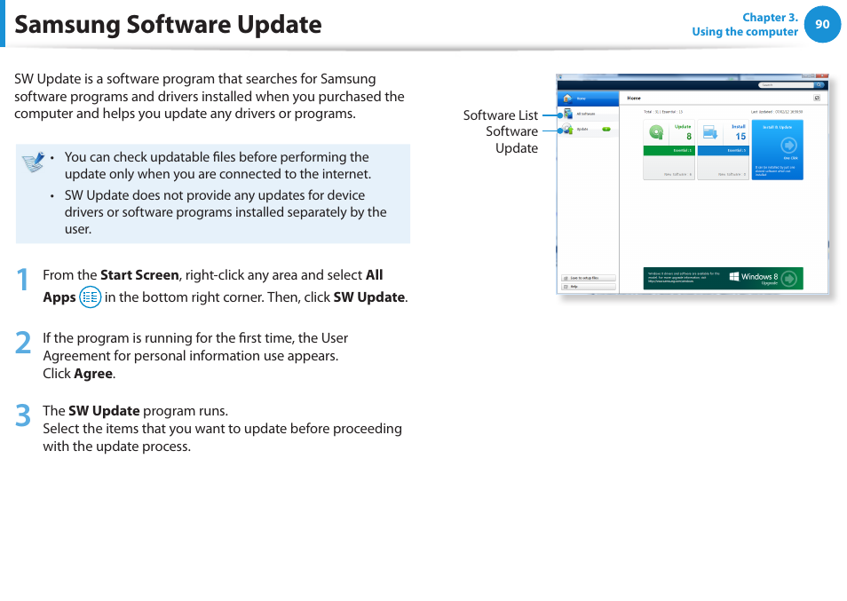 Samsung software update | Samsung NP520U4C-A01UB User Manual | Page 91 / 154