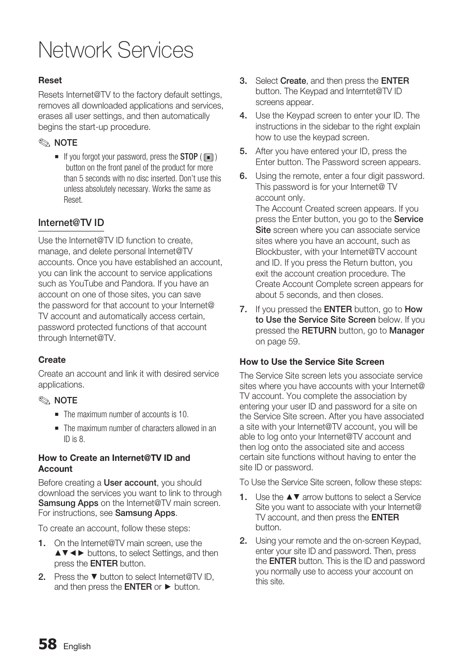 Network services | Samsung BD-C7900-XAA User Manual | Page 58 / 74