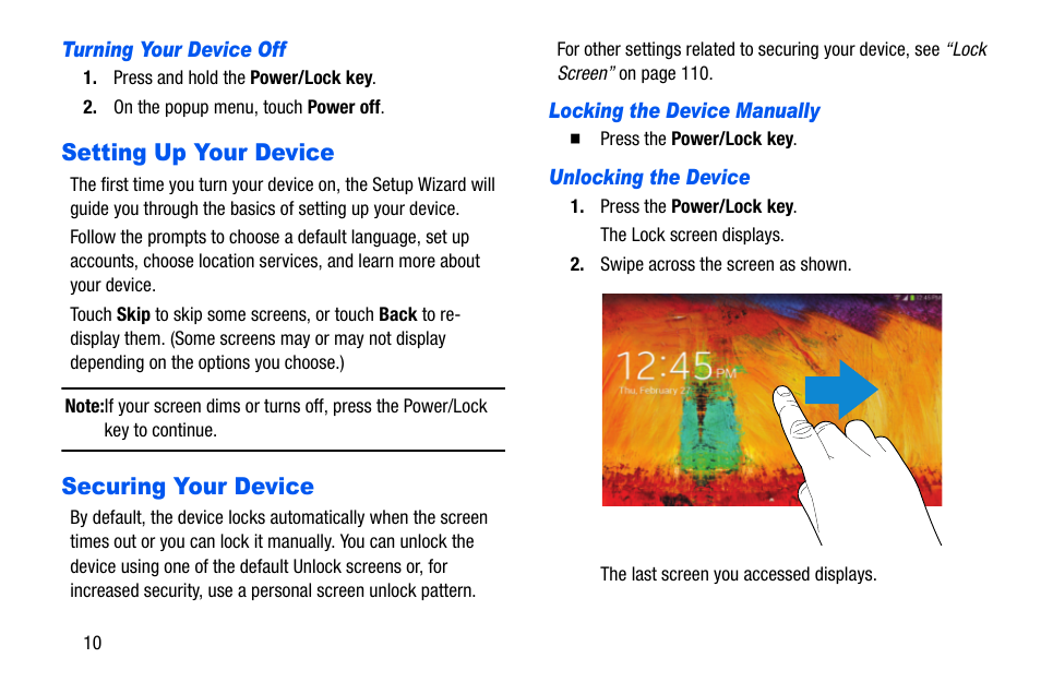 Setting up your device, Securing your device, Setting up your device securing your device | Samsung SM-P605VZKEVZW User Manual | Page 17 / 138
