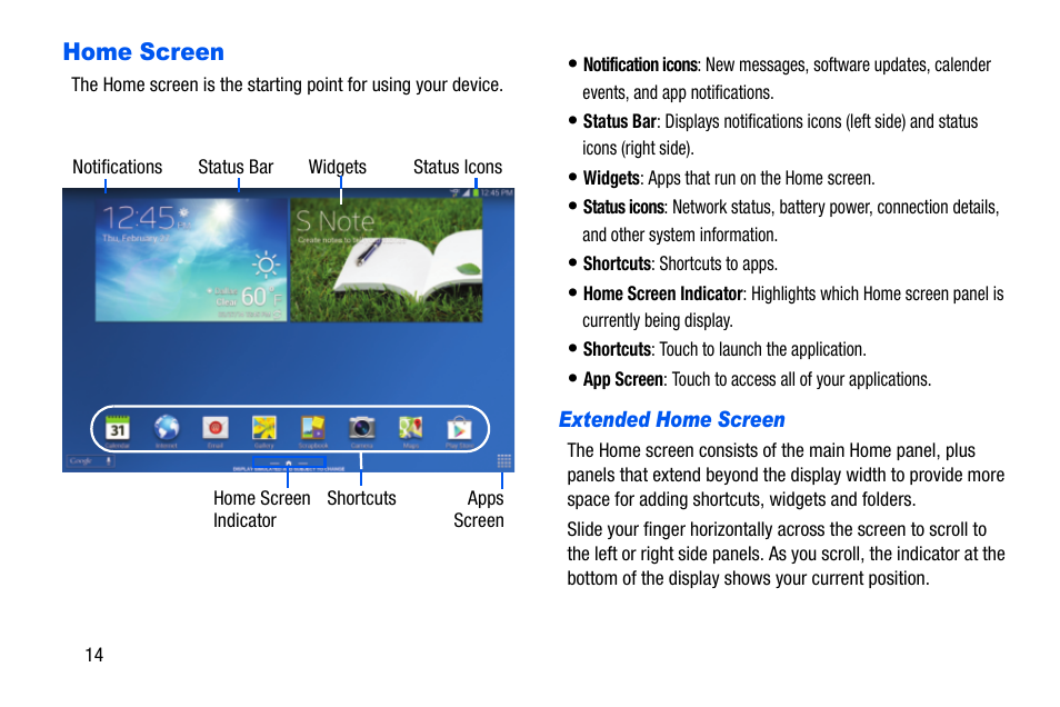 Home screen | Samsung SM-P605VZKEVZW User Manual | Page 21 / 138