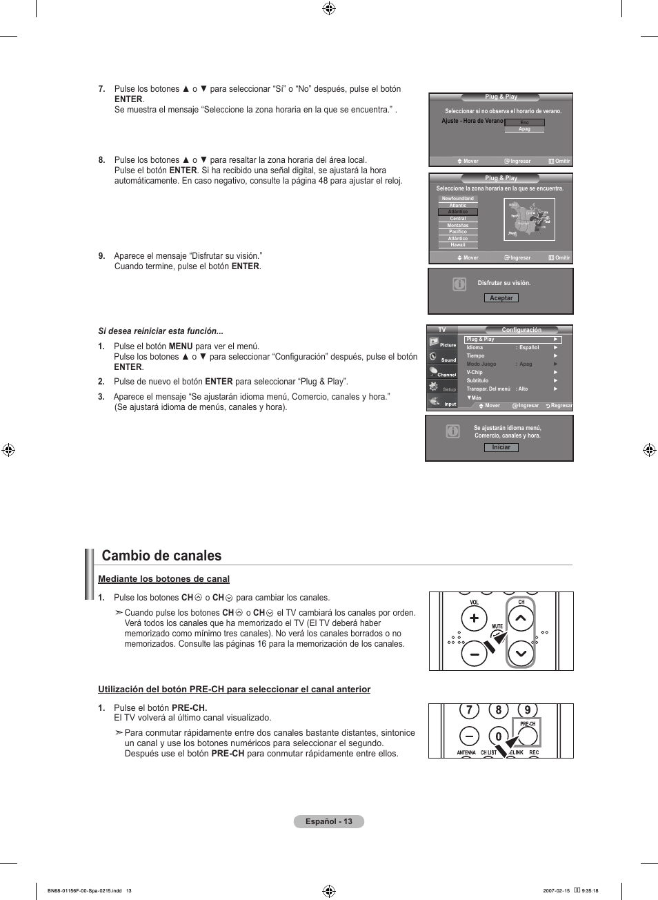 Cambio de canales | Samsung LNT4066FX-XAA User Manual | Page 103 / 178