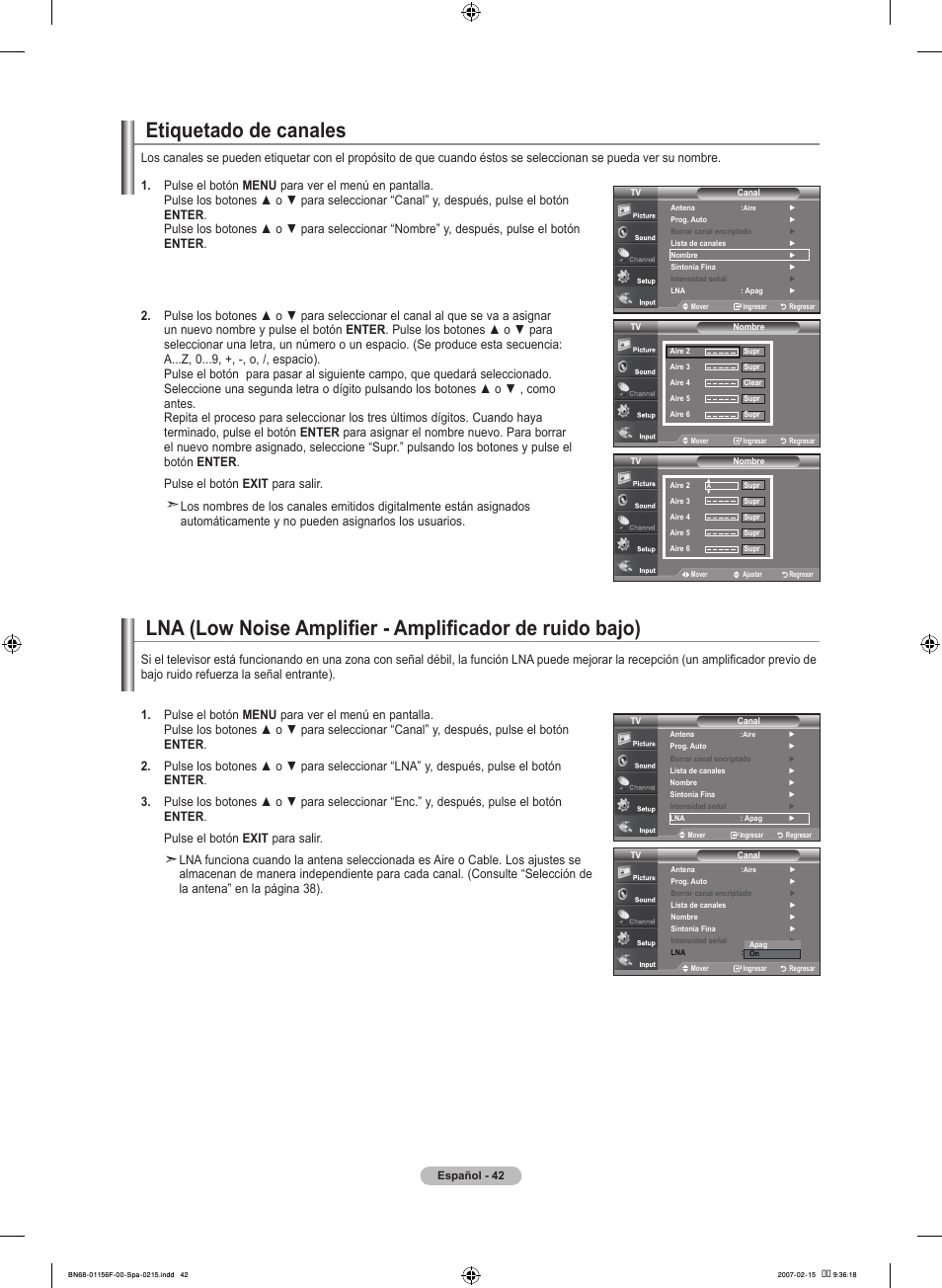 Etiquetado de canales | Samsung LNT4066FX-XAA User Manual | Page 132 / 178